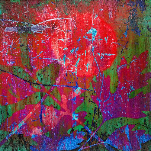 Modern Botanisch schilderij. Mixed Media kunst (kleurrijk)