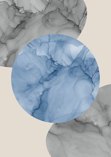 Collage de formes aquarellées à l'aspect marbré