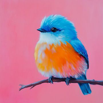 Schattig Vogeltje in Pastel van Thea