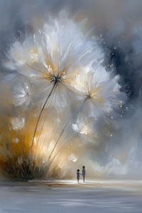 Floral Abstract Wall Art - Dandelion Design, Peaceful Artwork