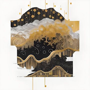 Abstract Graphic Mountain and Cloud Landscape by Anouk Maria