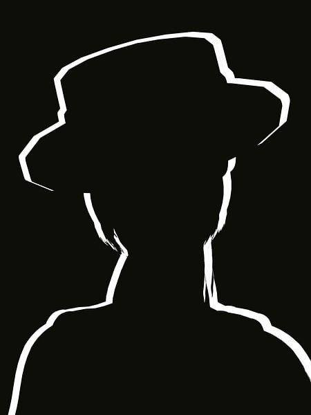 Dessin au trait abstrait d'une femme avec un chapeau par Maurice Dawson