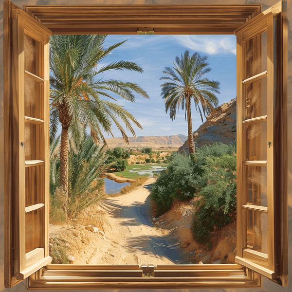Fensterblick auf die Oase von Poster Art Shop