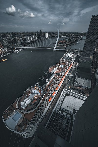 Rotterdam cruise schip en erasmusbrug van vedar cvetanovic