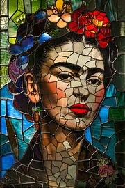 Frida in Glas – Mosaik-Porträt von Poster Art Shop