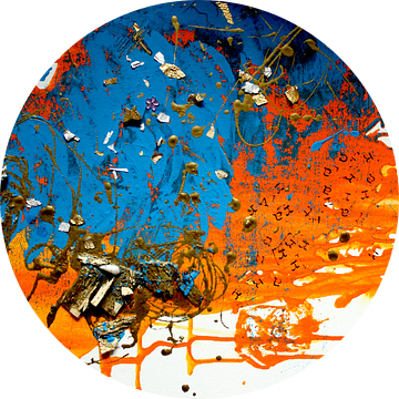 Abstract oranje blauw schilderij kunst van C. Catharina
