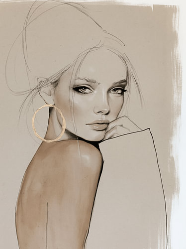 Quiet Confidence, modern minimalistisch portret met gouden accent van Carla Van Iersel