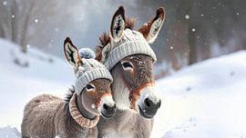 Donkey with her foal... by Ans Bastiaanssen