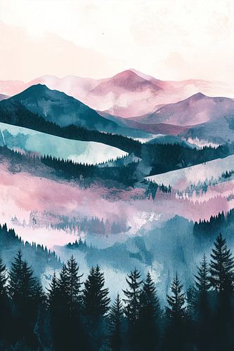 Misty Mountains in Pink