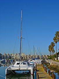 Catamaran in the marina in Port Owen by Werner Lehmann