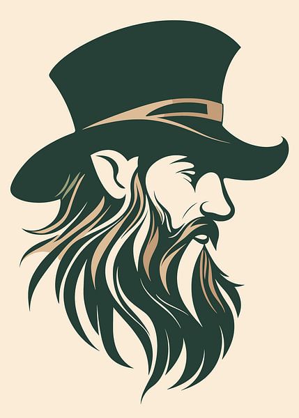 Gestileerd portret van een leprechaun met hoed van Pixelbull Design