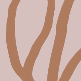 Abstract minimalist line art in bright pastel colors. Terra on pink. by Dina Dankers