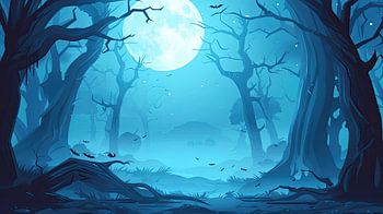 Nuit sous la pleine lune - Halloween Art&quot ;