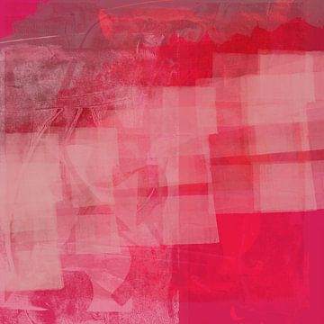 Modern abstract in neonroze en paars van Dina Dankers