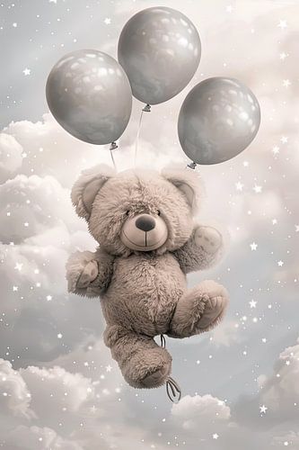 Vliegende beer met ballonnen