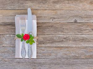 Valentinstag oder Hochzeit Tischset mit romantischen Rose Blume von Alex Winter