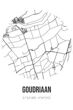 Goudriaan (Zuid-Holland) | Landkaart | Zwart-wit van MijnStadsPoster