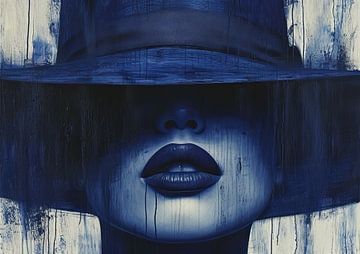 Vrouw Kobalt Blauw | Sapphire Silence Unmasked van Kunst Kriebels