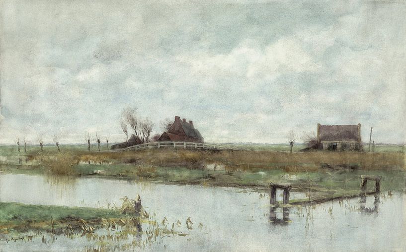 On the canal, Geo Poggenbeek by Schilders Gilde