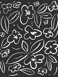 Croquis d'une fleur blanche sur gris foncé sur Bohomadic Studio