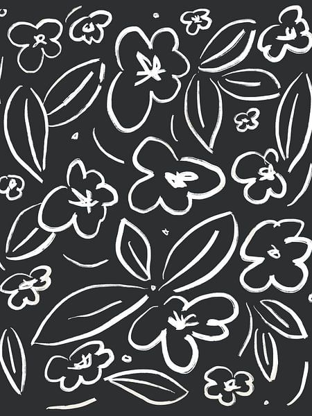 Croquis d'une fleur blanche sur gris foncé par Bohomadic Studio