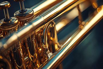 Sfeervolle achtergrond van muziekinstrument, Trombone van Ariadna de Raadt-Goldberg