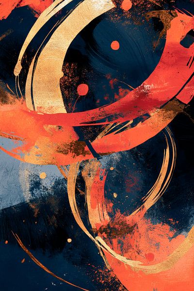 Abstracte Farbexplosion in Blaurot von Poster Art Shop