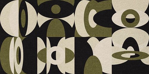 Bauhaus stijl abstract industrieel geometrisch in pastel groen, beige, zwart IV