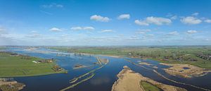 Zwarte Water river high water level flooding at Hasselt drone view