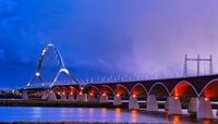 The crossing, bridge near Nijmegen in evening light.