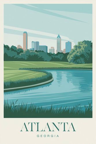Atlanta, Georgia Vintage Travel Poster.