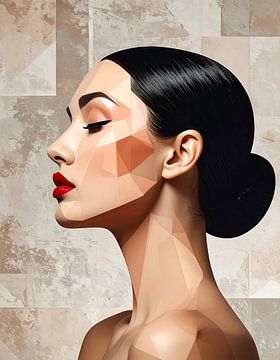 Portrait géométrique saisissant : Beauté abstraite moderne de profil sur Creative On Site