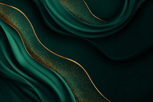 Abstract Gold Gloss in Green Waves Elegant Movement