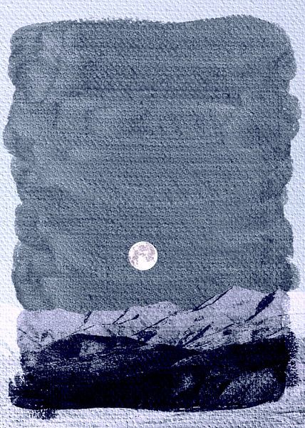 Mond über Berglandschaft in natürlichen Farben von Mad Dog Art