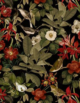 Vintage Tropische Middernachtstuin van Floral Abstractions