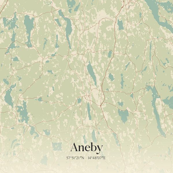 Vintage map of Aneby, Sweden. by Prints of Place