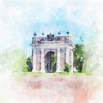 Aquarelschilderij van de Koepoort in Middelburg, Zeeland