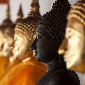 Buddha beelden op een rij van Sebastiaan Hamming