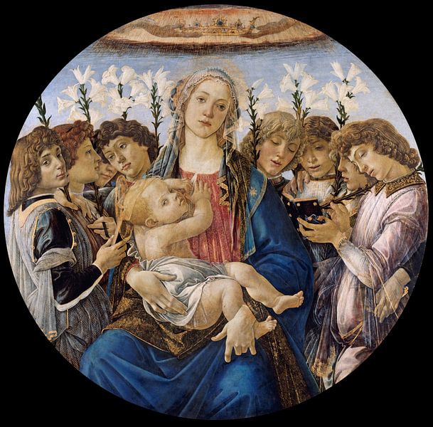 Sandro Botticelli - Marie avec l'enfant et les anges chanteurs par 1000 Schilderijen