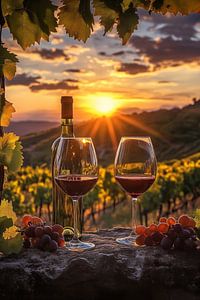 Weintrinken bei Sonnenuntergang