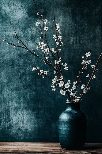 Keramische vaas met bloesemtakken