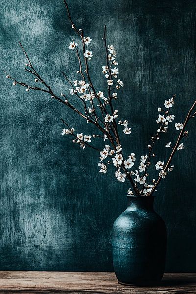 Keramische Vase mit Blütenzweigen von Art & Soul Creations