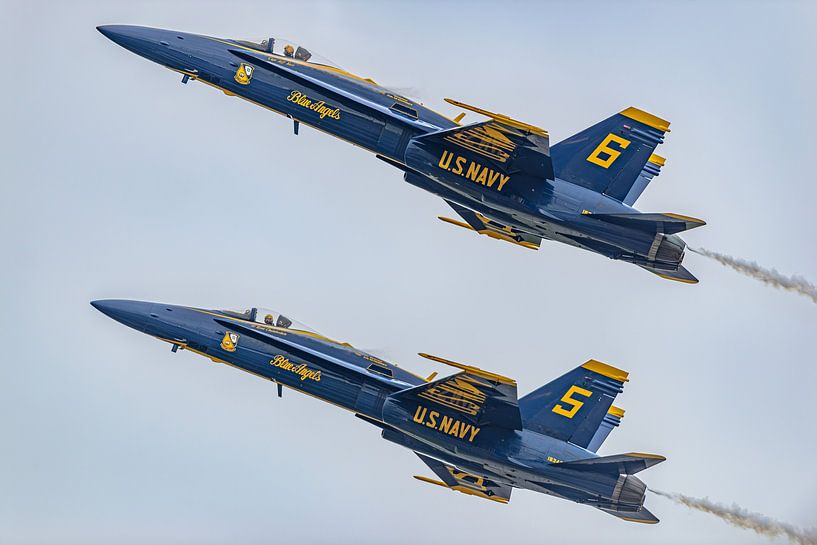 High Alpha Pass of Blue Angels numbers 5 and 6. by Jaap van den Berg