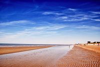 Beach between Koksijde and Oostduinkerke on a beautiful day