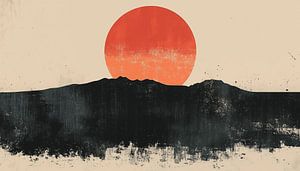 Minimalistisches Sonnen- und Bergpanorama