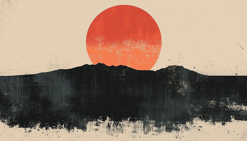 Minimalist sun and mountain panorama by TheXclusive Art