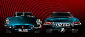 Jaguar E-Type Roadster Series I Poster in blue double view