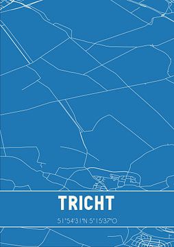 Blauwdruk | Landkaart | Tricht (Gelderland) van MijnStadsPoster