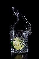 Splash with lime on black