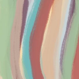 Modern  abstract. Brush strokes in green, wine red, blue and beige by Dina Dankers